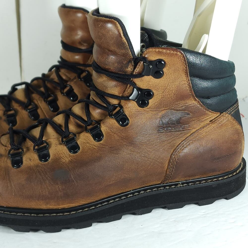 Sorel Men's Madson US 9,5 Brown Leather Waterproof Lace-Up Ankle Hiker Boots - Picture 13 of 16